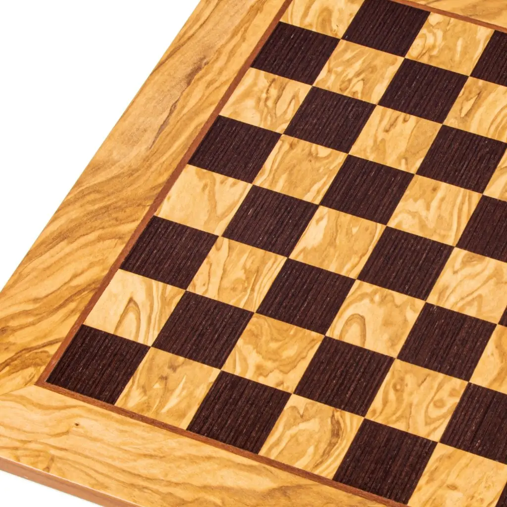 Ξύλινη σκακιέρα ελιά και wenge 40x40 | Σκακιέρα από ξύλο ελιάς και καπλαμά